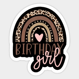 Birthday Girl Leopard Rainbow Birthday Party Family Sticker